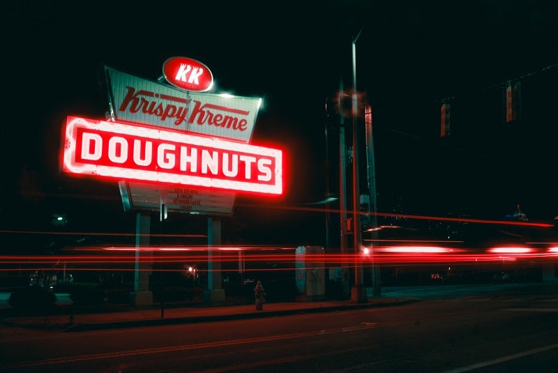 Krispy Kreme doughnut store neon sign